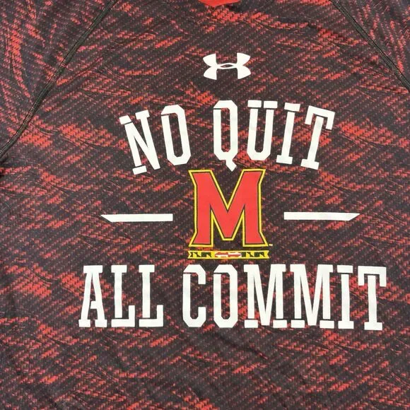 Maryland Terps Under Armour No Quit All Commit T Shirt Mens M Red Black Camo - Picture 2 of 7